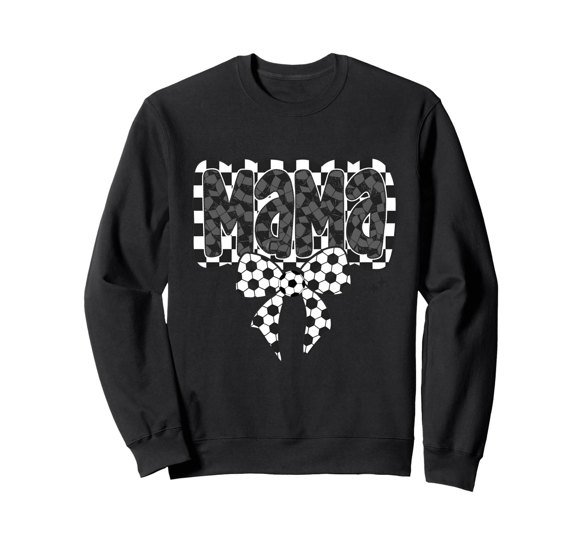 Mono Checkred Soccer Mama Bow Sweatshirt - Minimalist Print for Adults