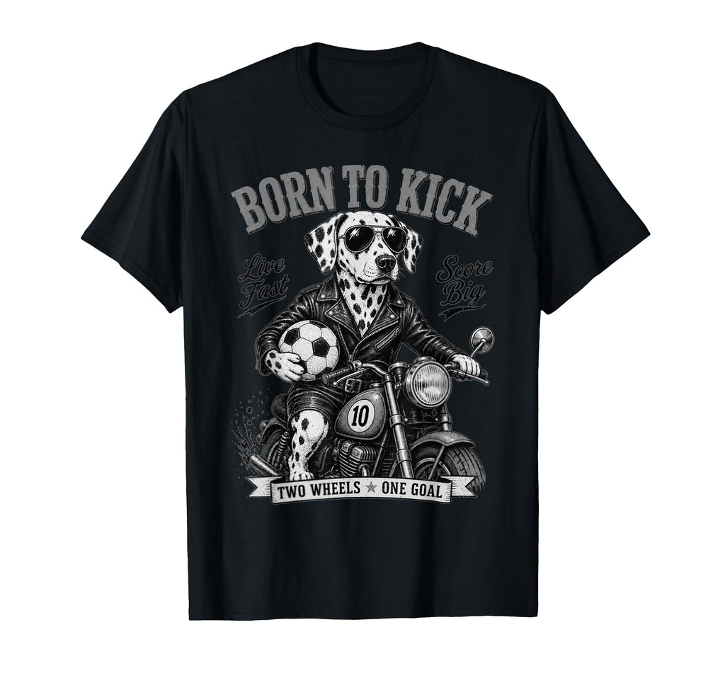 Dalmatian Motorbike Love Footbal Soccer T-Shirt - Graphic Print Men Women