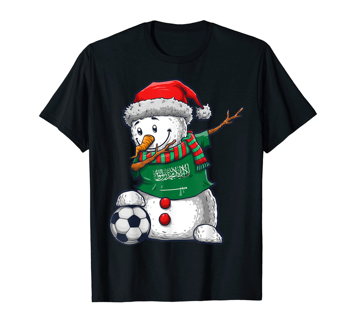 Soccer Dabbing Snowman Saudi Arabia T-Shirt - Streetwear Style Men Women
