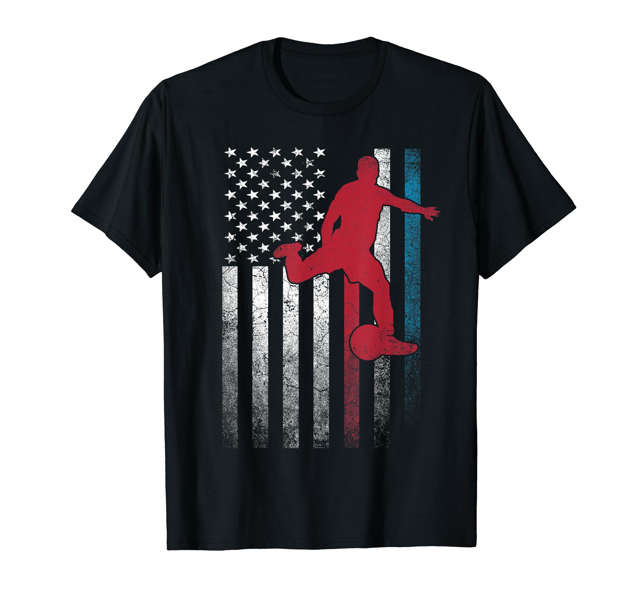 Ball Soccer 4Th July American Flag T-Shirt - Custom Art Print for Adults