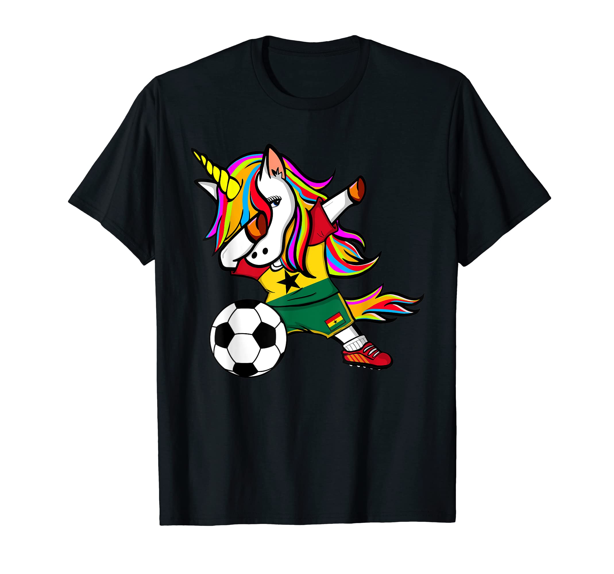 Unicorn Dabbing Unicorn Ghana Soccer T-Shirt - Fun Novelty Design Unisex