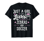 Just Who Loves Zebras And Soccer Gift T-Shirt - Minimalist Print Men Women
