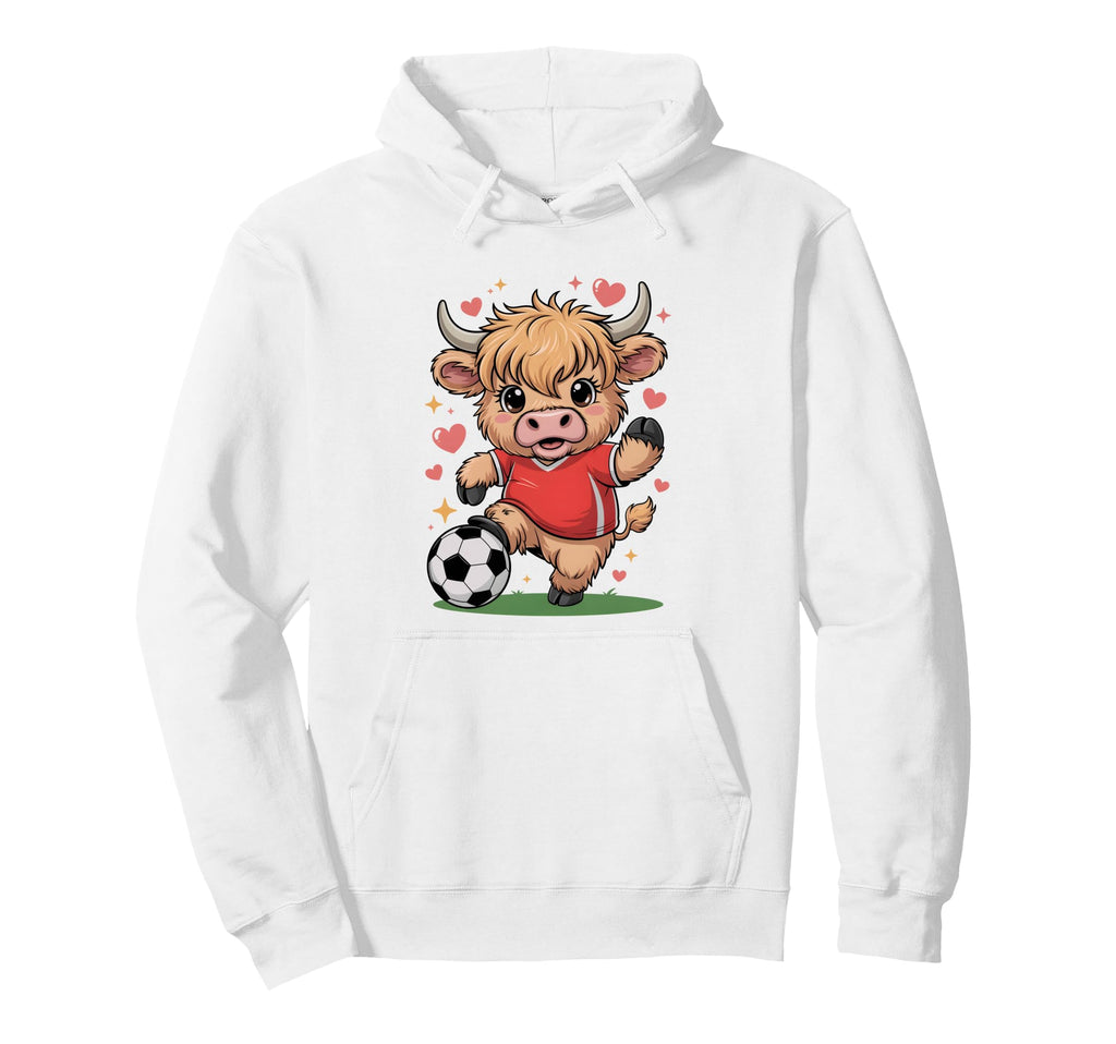 Kawaii Soccer Cow Just Who Loves Highland Hoodie - Unique Graphic Unisex