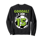 15 Year Old Birthday Soccer Sweatshirt - Custom Art Print for Adults