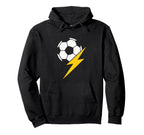 Soccer Ball Yellow Lightning Bolt Hoodie - Casual Everyday Wear Unisex