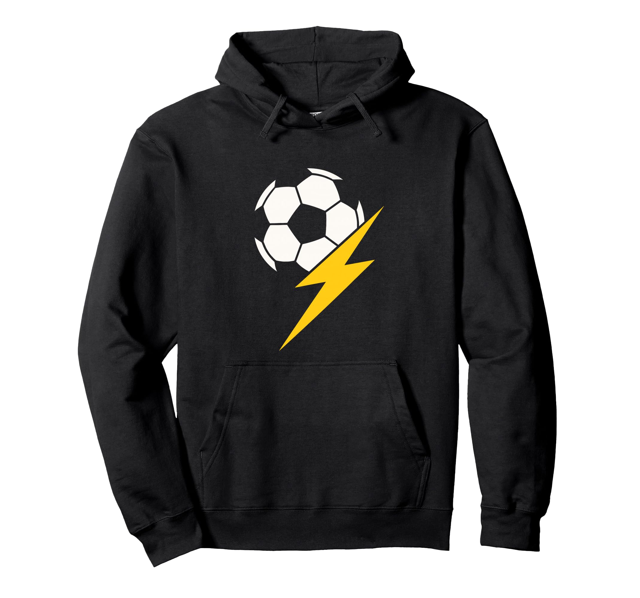 Soccer Ball Yellow Lightning Bolt Hoodie - Casual Everyday Wear Unisex