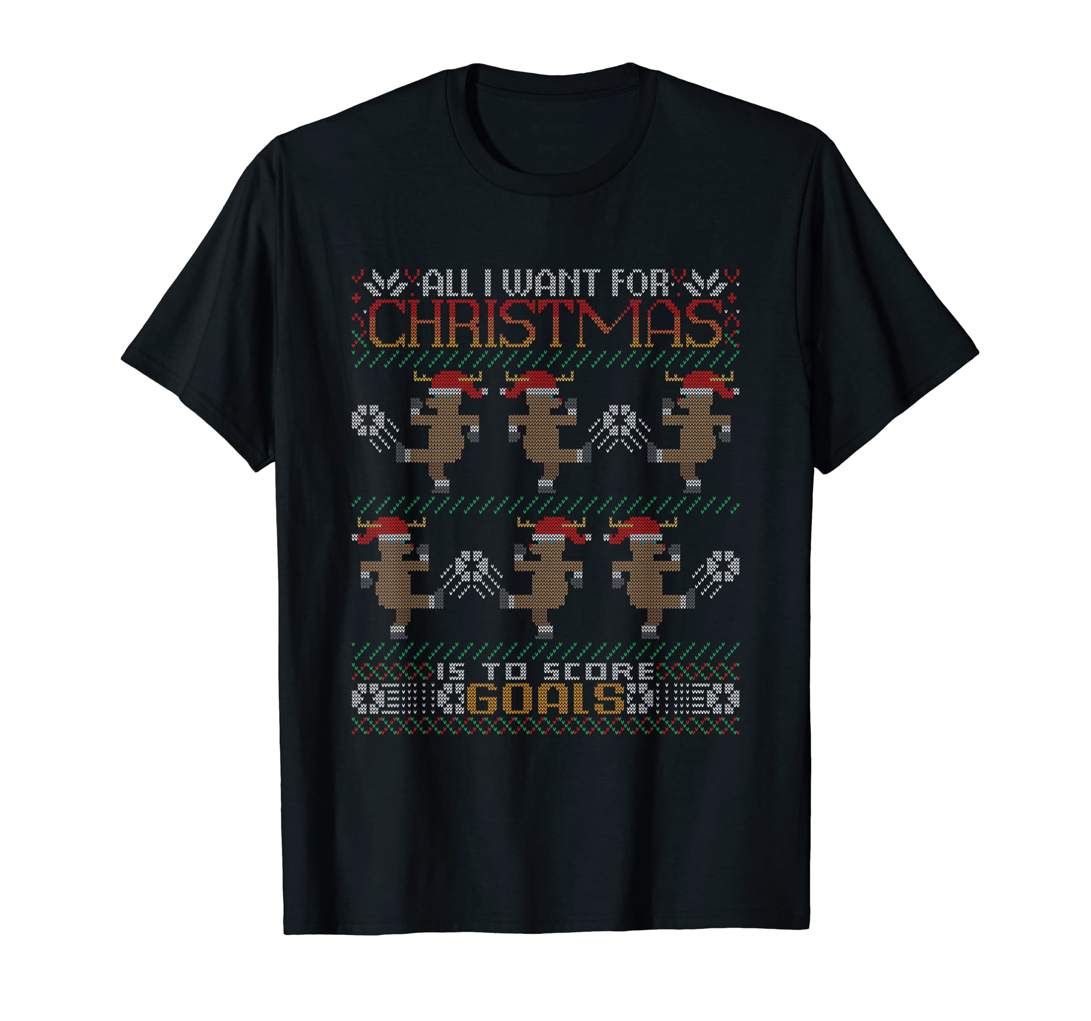 All I Want Is To Score Goals Soccer Reindeer T-Shirt - Graphic Print Unisex