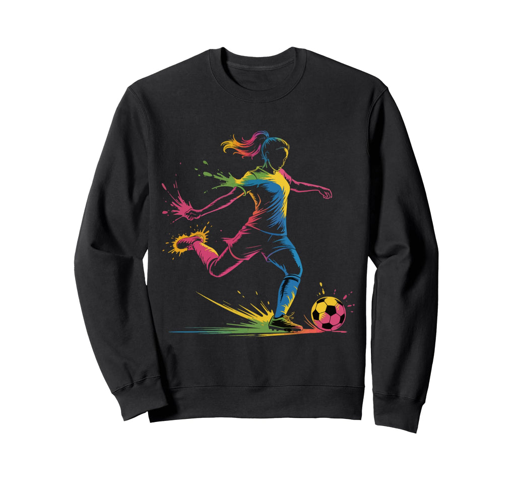 Colorful Neon Soccer Art Sweatshirt - Casual Everyday Wear for Adults