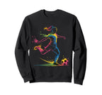 Colorful Neon Soccer Art Sweatshirt - Casual Everyday Wear for Adults