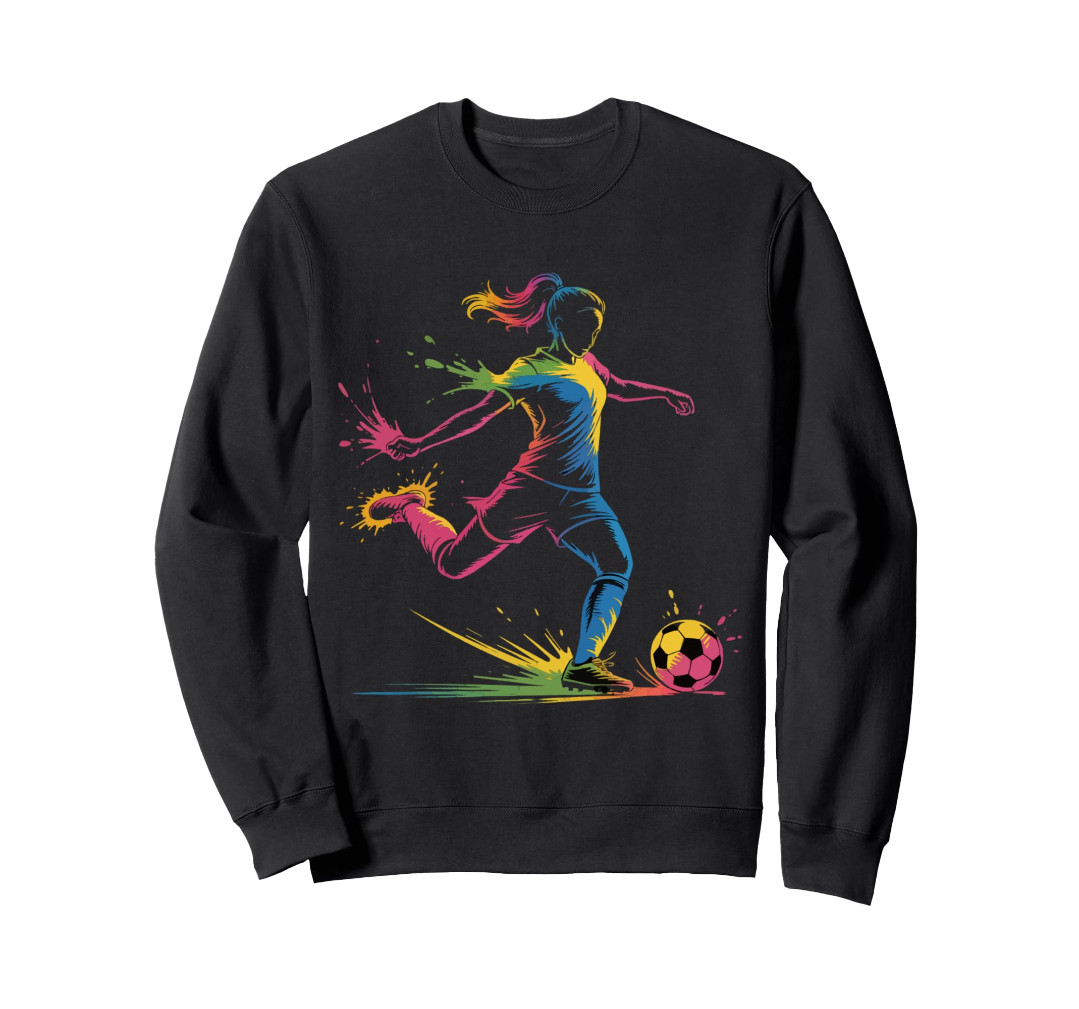 Colorful Neon Soccer Art Sweatshirt - Casual Everyday Wear for Adults