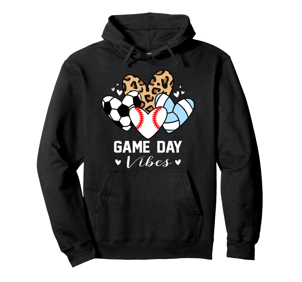 Game Day Vibes Funny Baseball Volleyball Hoodie - Trendy Graphic Unisex