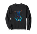 Football Soccer Blue Striker Rain Wet Sweatshirt - Custom Art Print Unisex