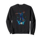 Football Soccer Blue Striker Rain Wet Sweatshirt - Custom Art Print Unisex