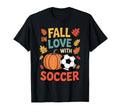 Fall Love Soccer Thanksgiving Autumn T-Shirt - Minimalist Print Men Women