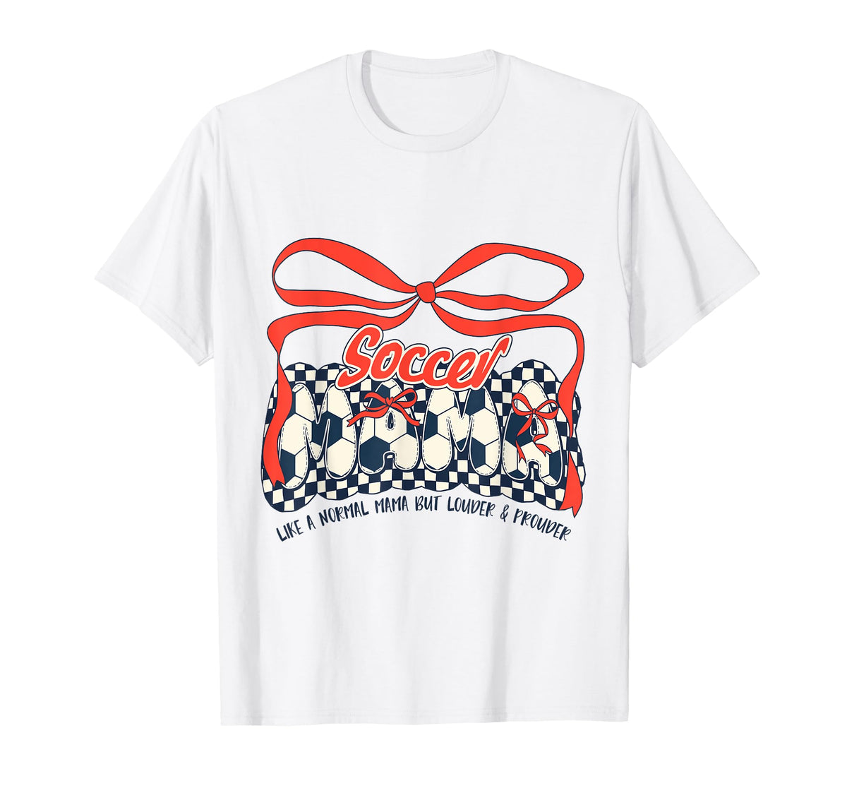 Soccer Mom Game Day Checkered Coquette Bow T-Shirt - Graphic Print Unisex