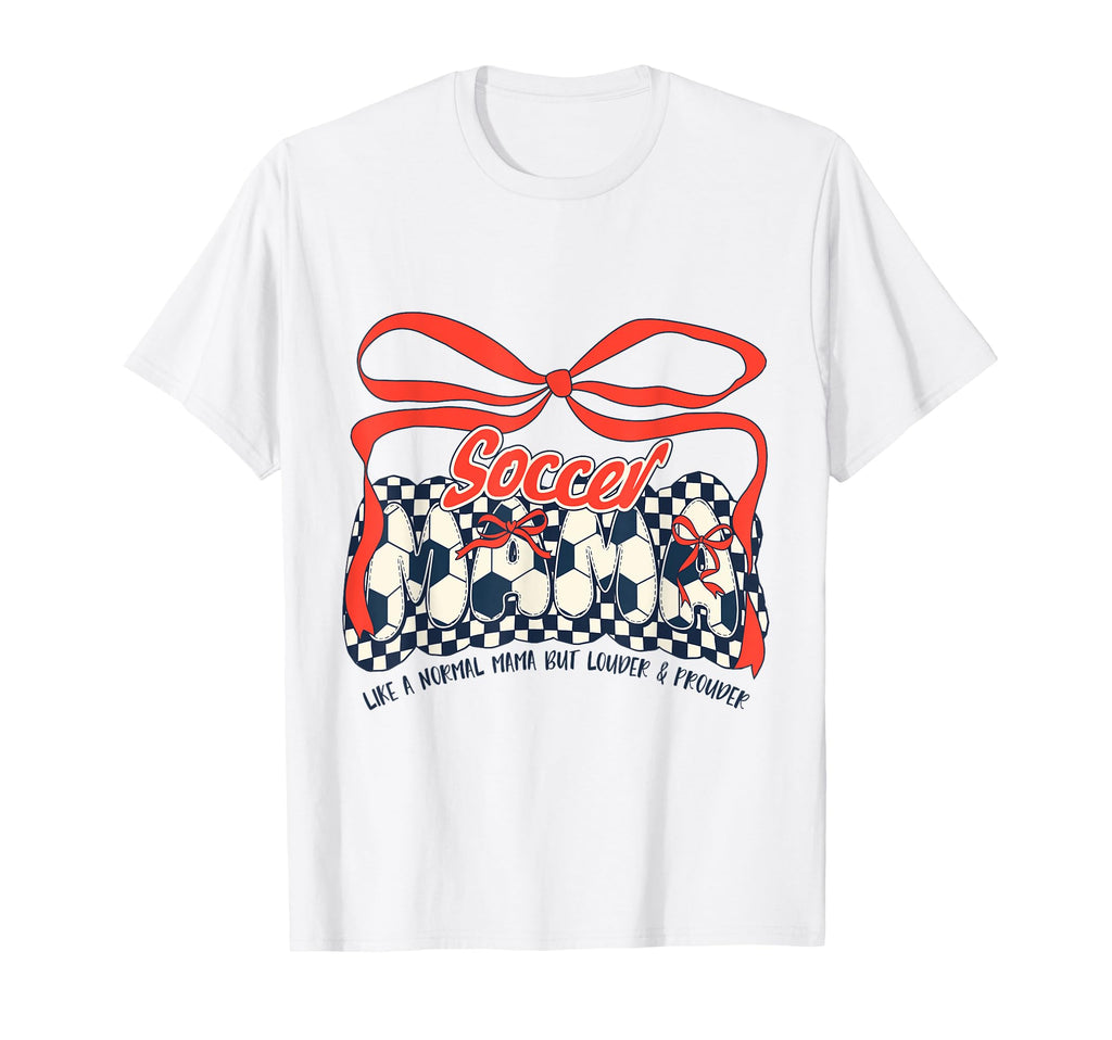 Soccer Mom Game Day Checkered Coquette Bow T-Shirt - Trendy Graphic Unisex