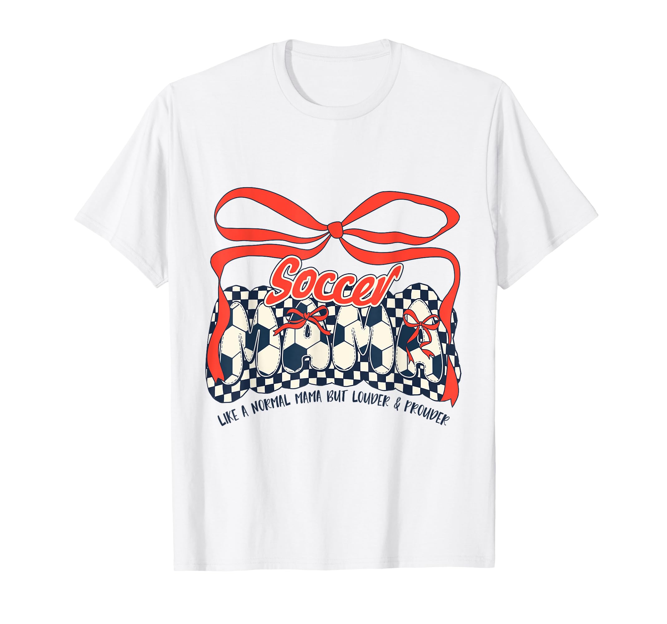 Soccer Mom Game Day Checkered Coquette Bow T-Shirt - Trendy Graphic Unisex