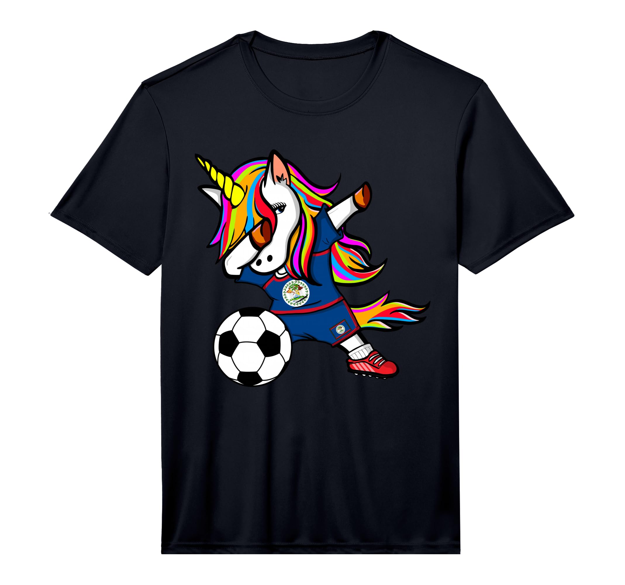 Dabbing Unicorn Belize Football T-Shirt - Novelty Apparel for Adults