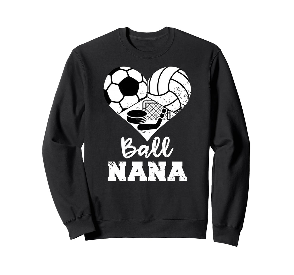 Ball Nana Heart Funny Soccer Volleyball Sweatshirt - Graphic Print Unisex