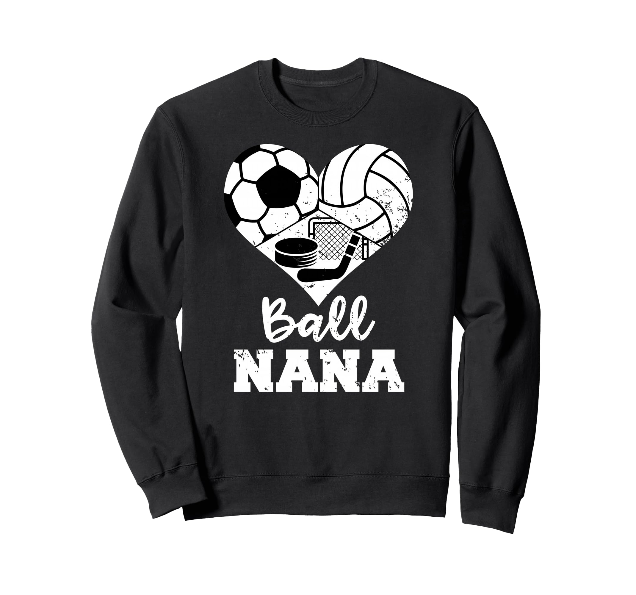 Ball Nana Heart Funny Soccer Volleyball Sweatshirt - Graphic Print Unisex