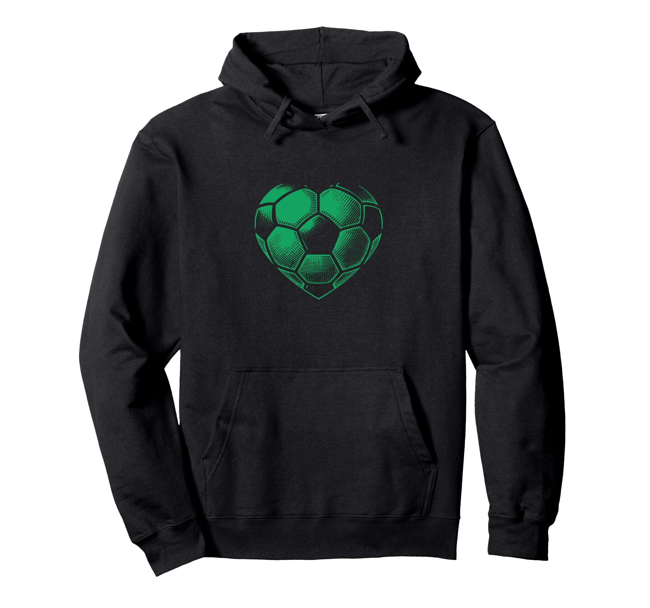 Soccer Ball Green Color Heart Mom Fan Parent Hoodie - Graphic Print Unisex