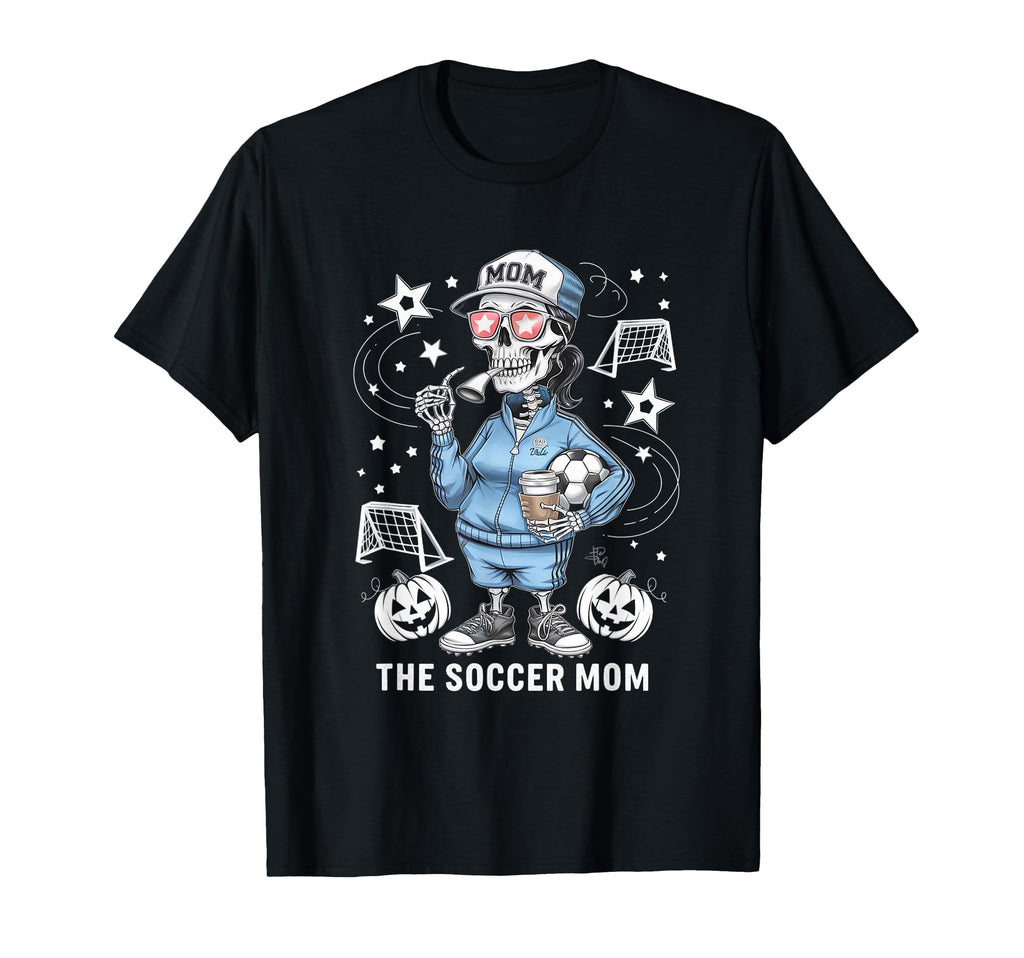 Soccer Mom Skeletton Halloween Soccer T-Shirt - Unique Graphic Men Women