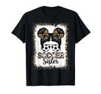 Soccer Sister Leopard Bun Player T-Shirt - Streetwear Style for Adults