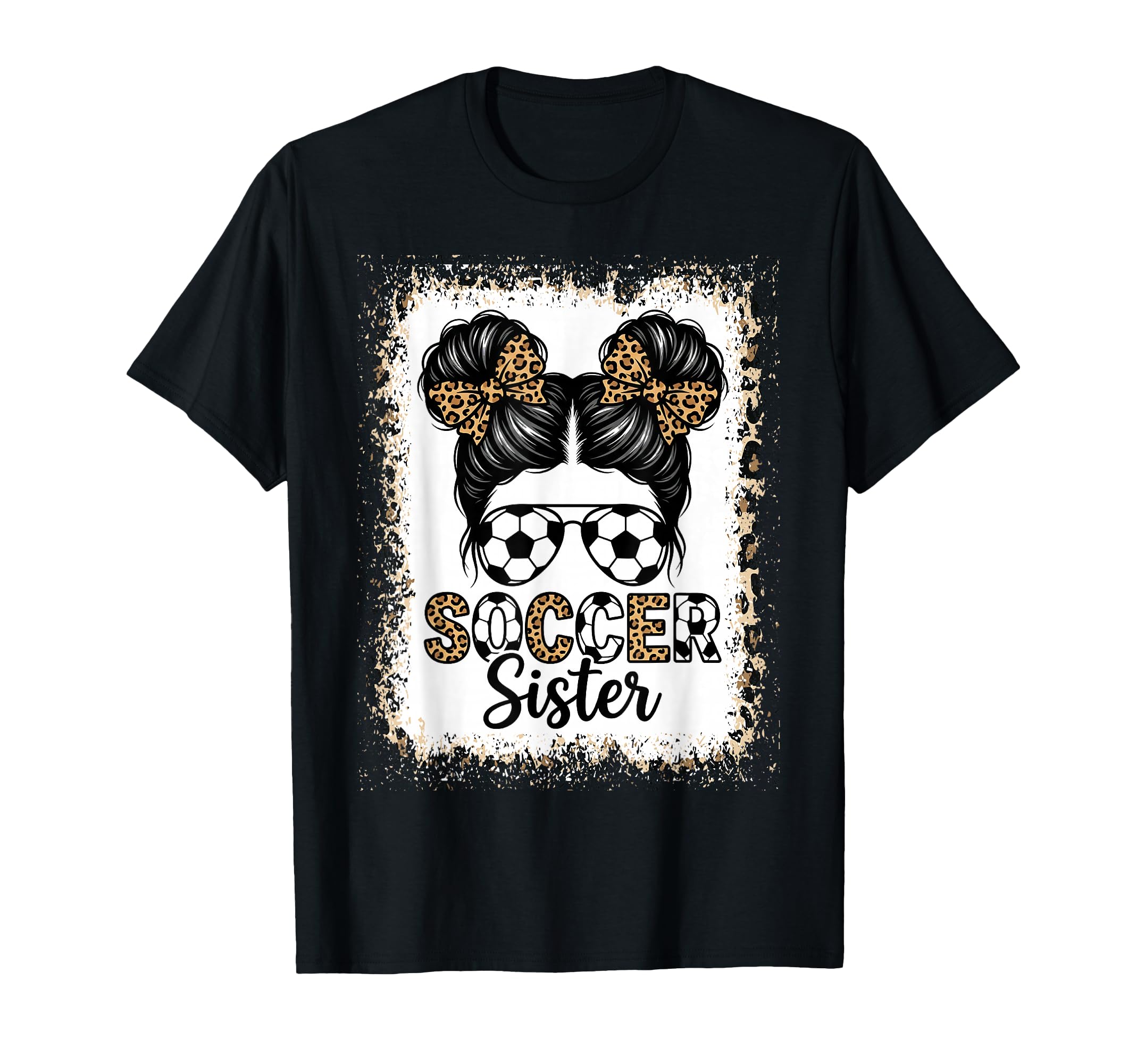 Soccer Sister Leopard Bun Player T-Shirt - Streetwear Style for Adults