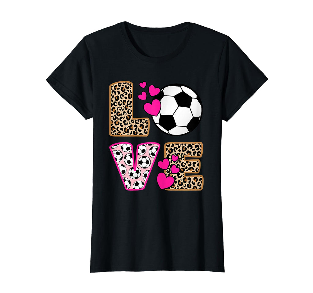Love Soccer Leopard Soccer T-Shirt - Novelty Apparel Men Women