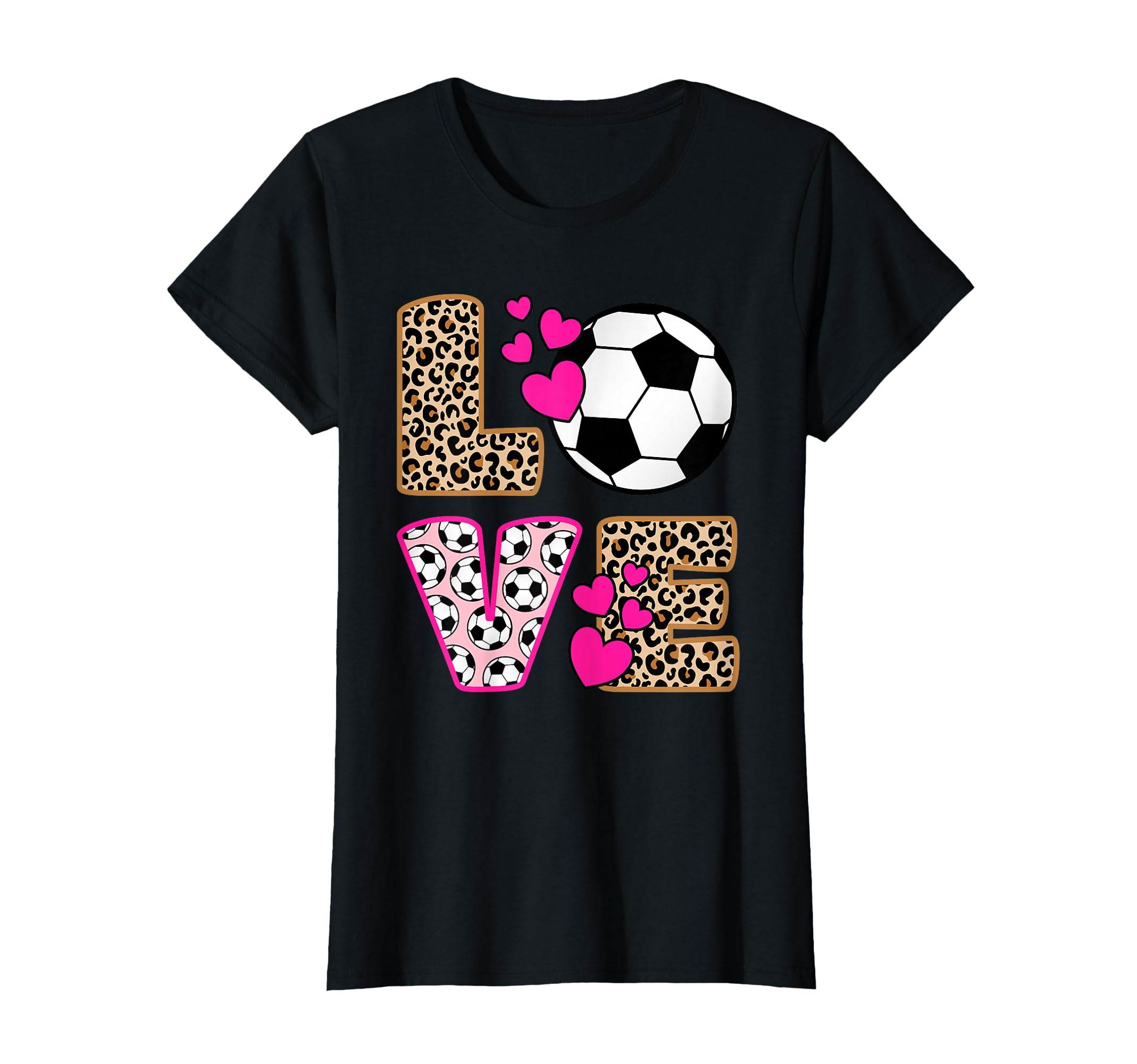 Love Soccer Leopard Soccer T-Shirt - Novelty Apparel Men Women