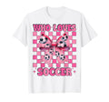 Just Who Loves Soccer Coquette Bow T-Shirt - Trendy Graphic Unisex