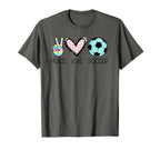 Peace Love Soccer Teen T-Shirt - Minimalist Print Unisex