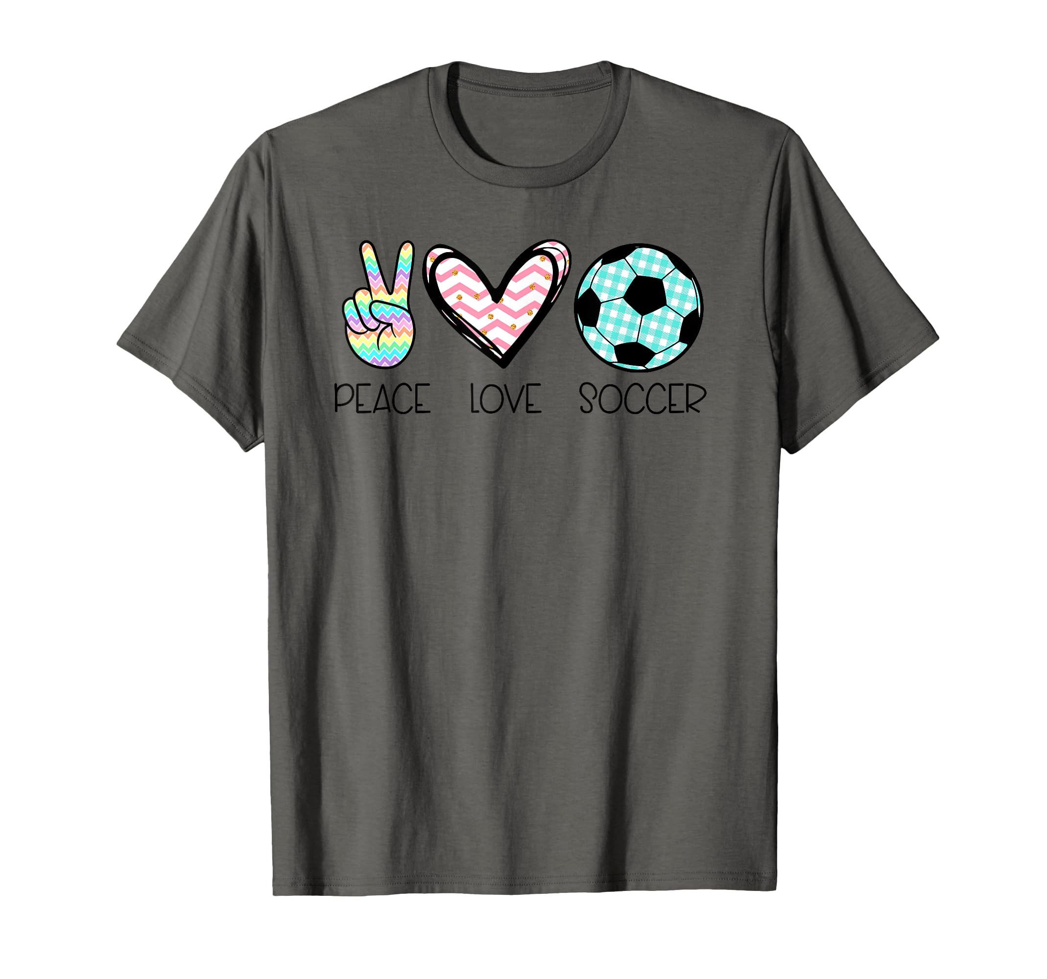 Peace Love Soccer Teen T-Shirt - Minimalist Print Unisex