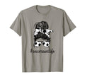 Soccer Aunt Life Messy Bun Proud Soccer T-Shirt - Unique Graphic Unisex