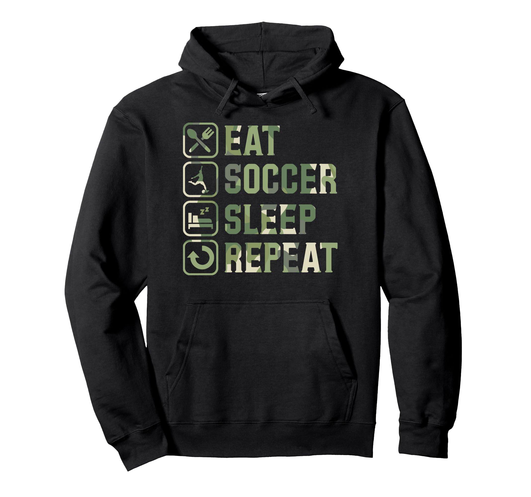 Eat Soccer Sleep Repeat Simple Basic Hoodie - Unique Graphic for Adults