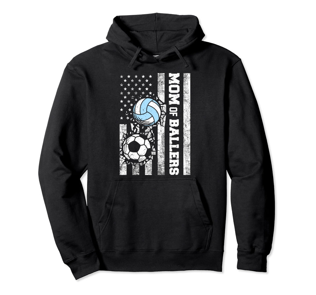 Mom Ballers Funny Usa Flag Soccer Hoodie - Unique Graphic Men Women