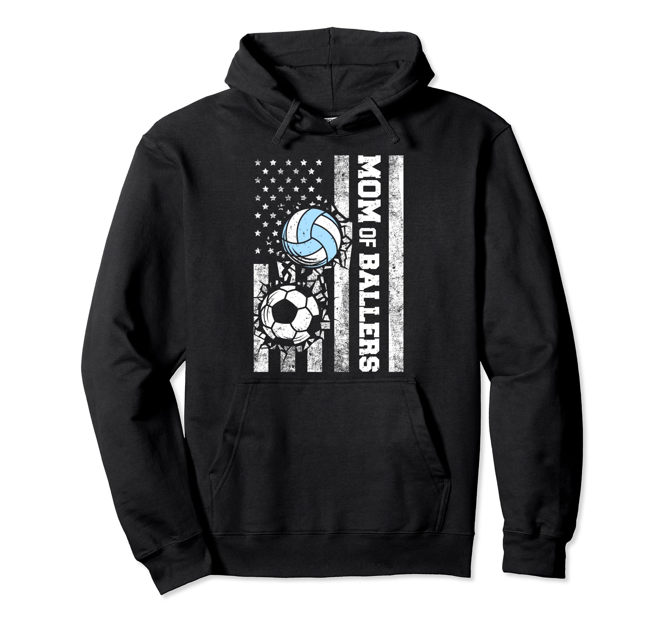 Mom Ballers Funny Usa Flag Soccer Hoodie - Unique Graphic Men Women
