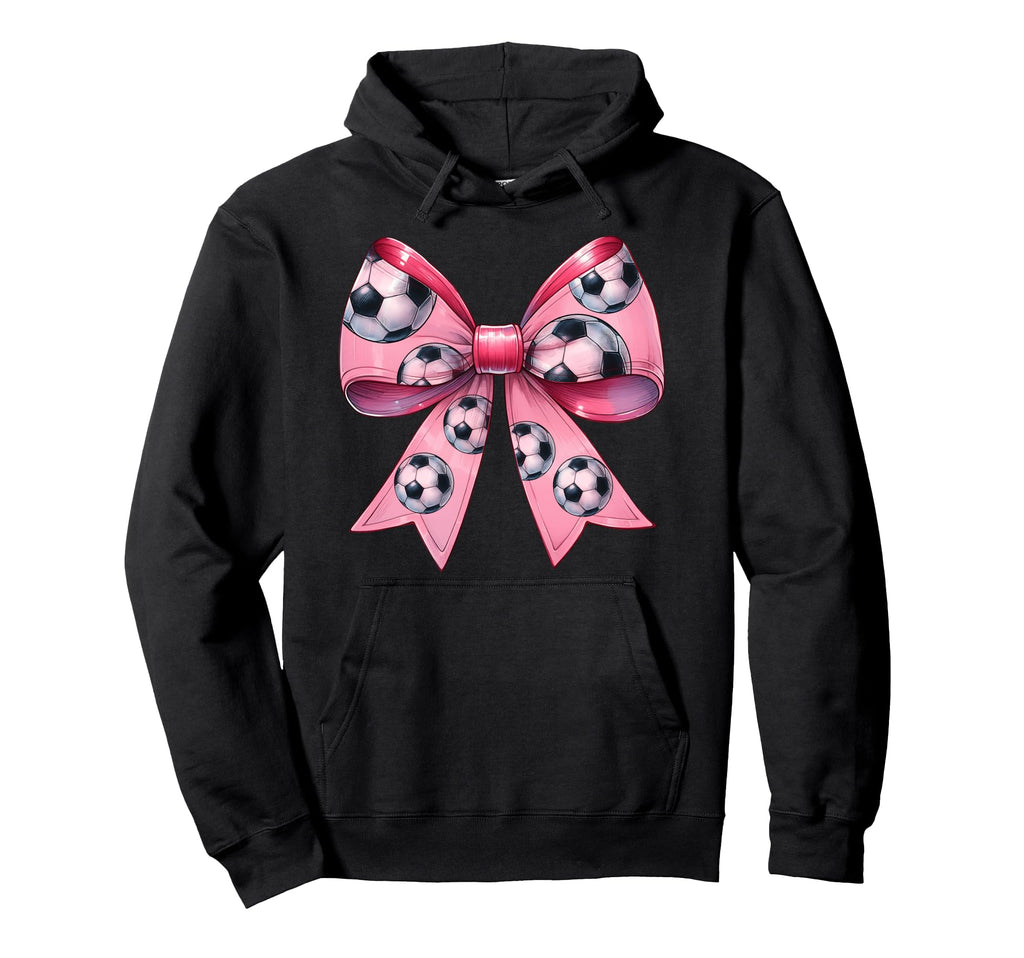 Coquette Bow Soccer Ball Pattern Hoodie - Casual Everyday Wear for Adults