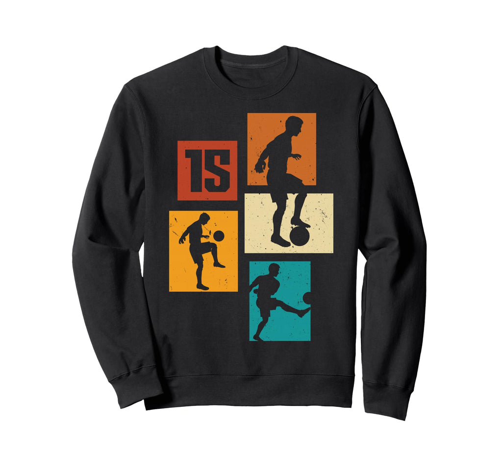 15Th Birthday Soccer Player Football Sweatshirt - Streetwear Style Unisex