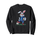 Funny Soccer Rabbit Cartoon Sports Sweatshirt - Trendy Graphic for Adults