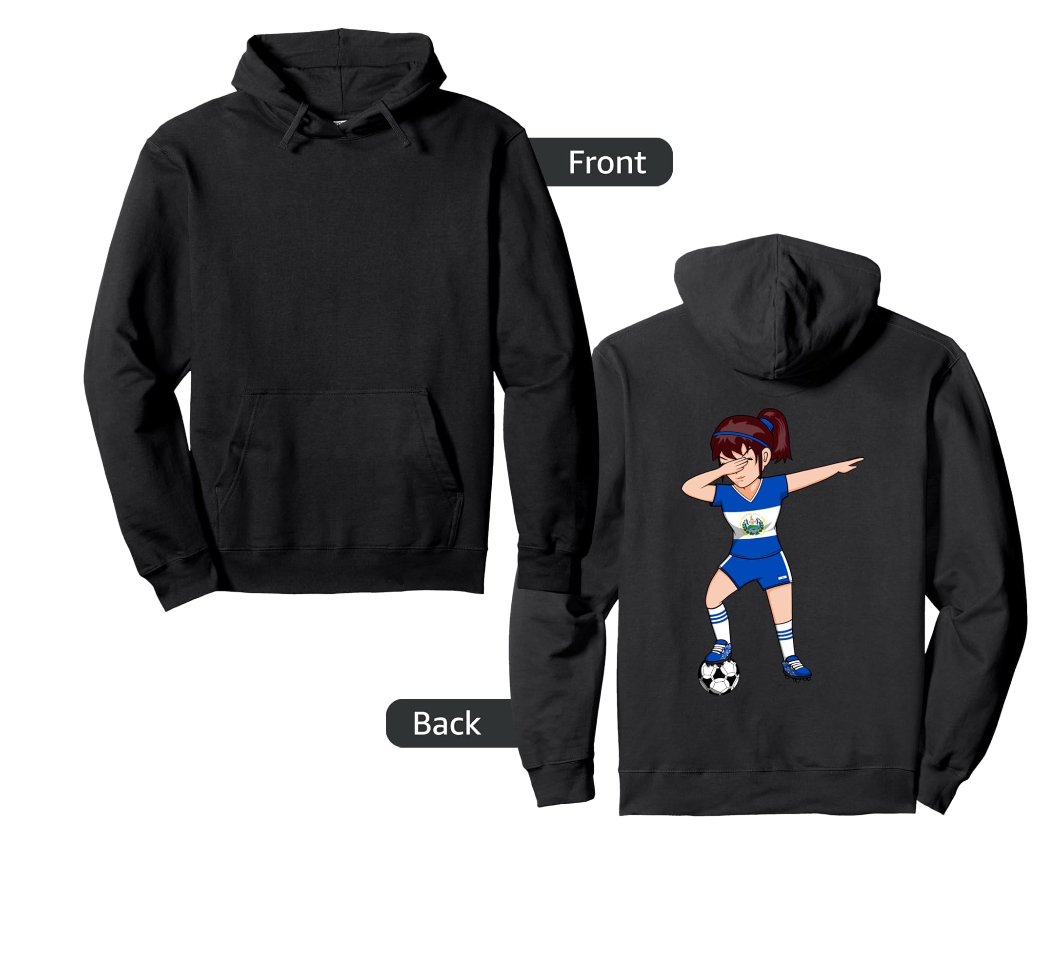 Dabbing Soccer El Salvador Jersey Hoodie - Novelty Apparel for Adults