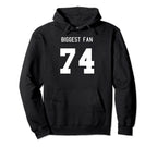Number 74 Biggest Fan Sport Spirit Hoodie - Streetwear Style for Adults
