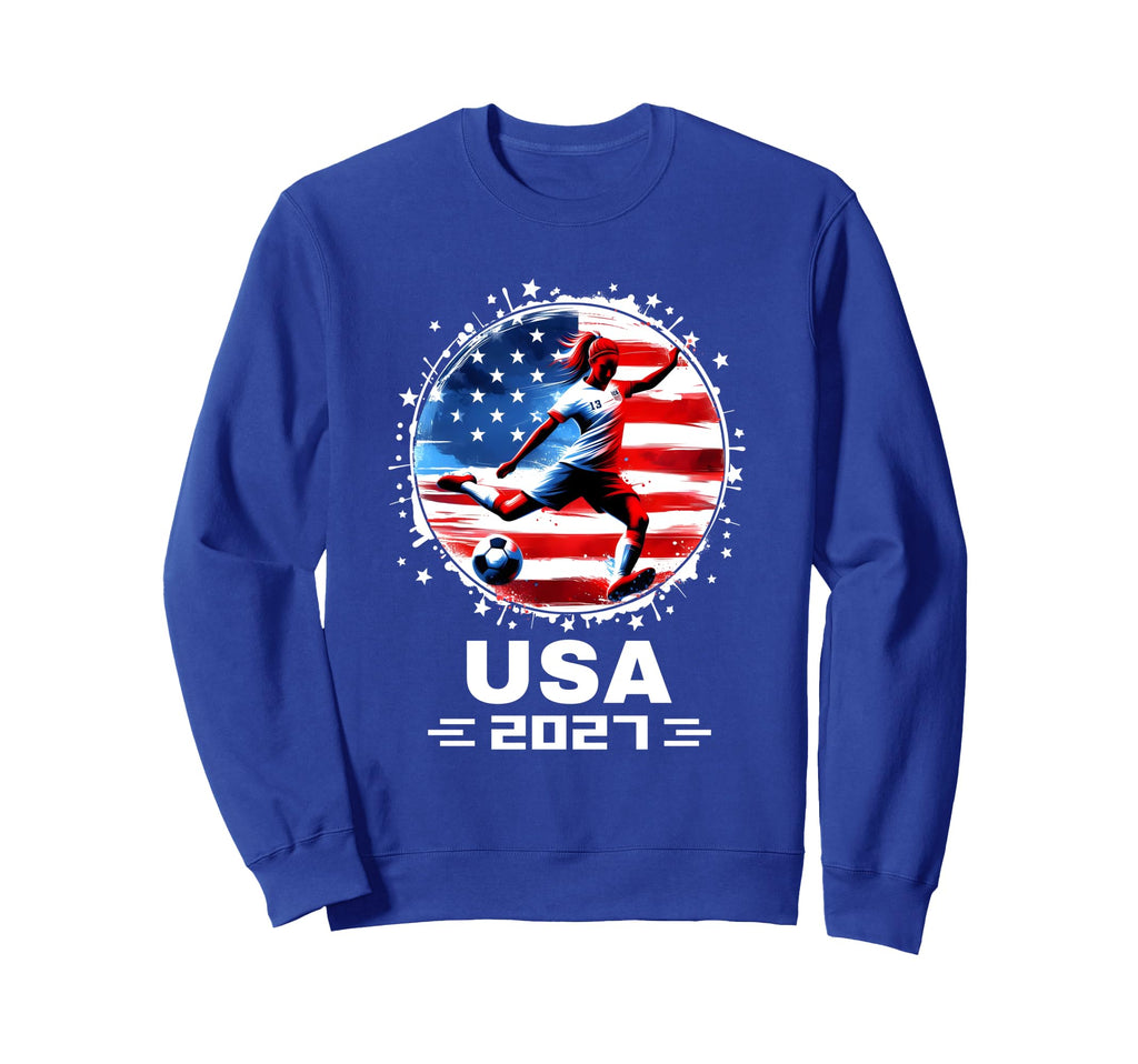 American Flag Soccer Team Womens Sweatshirt - Unique Graphic Men Women
