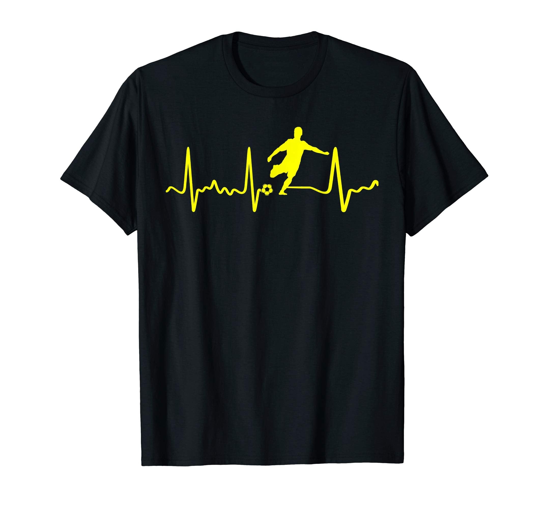 Yellow Soccer Heartbeat Yellow Male T-Shirt - Custom Art Print Men Women