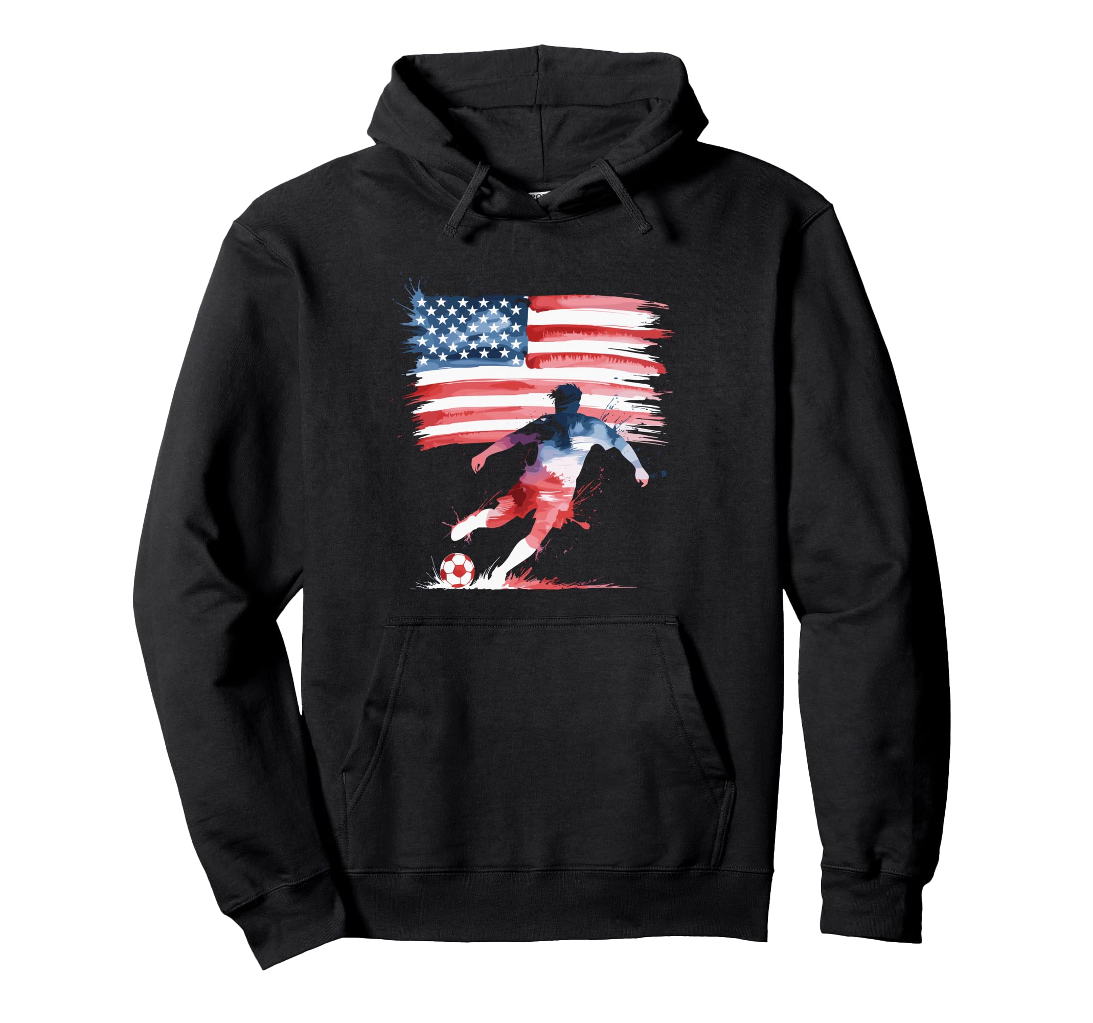 Funny Soccer Player Patriotic American Flag Hoodie - Unique Graphic Unisex