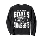 Lifes About Goals And Assists Sweatshirt - Minimalist Print for Adults