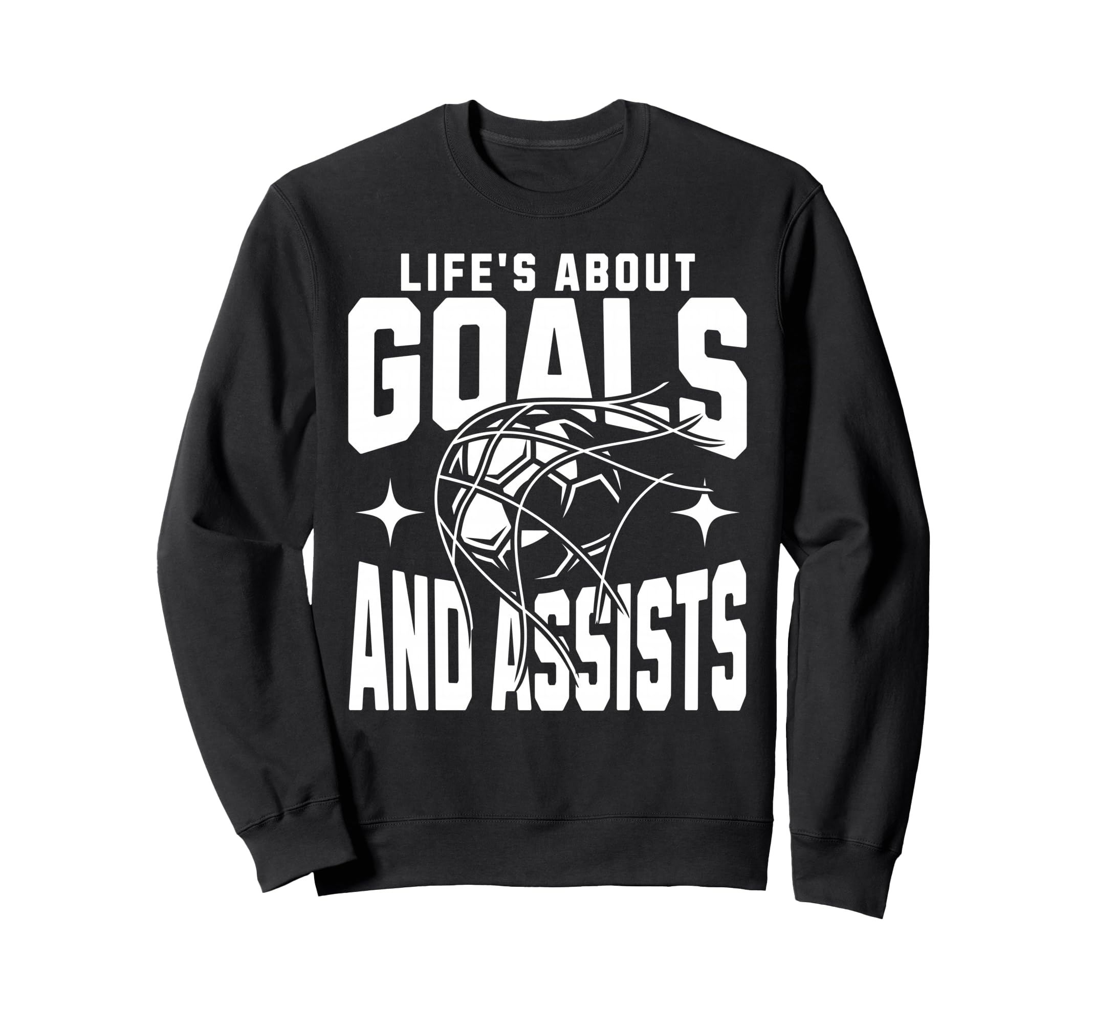 Lifes About Goals And Assists Sweatshirt - Minimalist Print for Adults