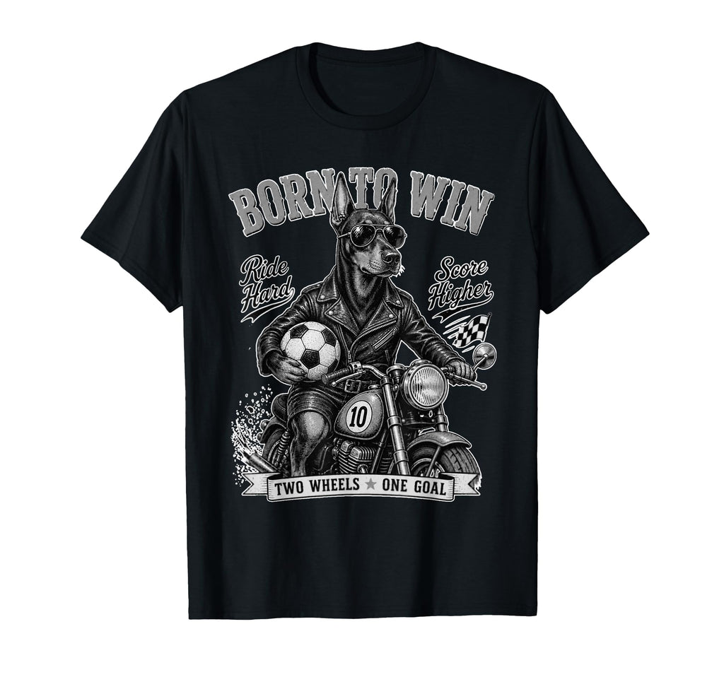 Doberman Pinscher Ride Motorbike Love T-Shirt - Trendy Graphic for Adults