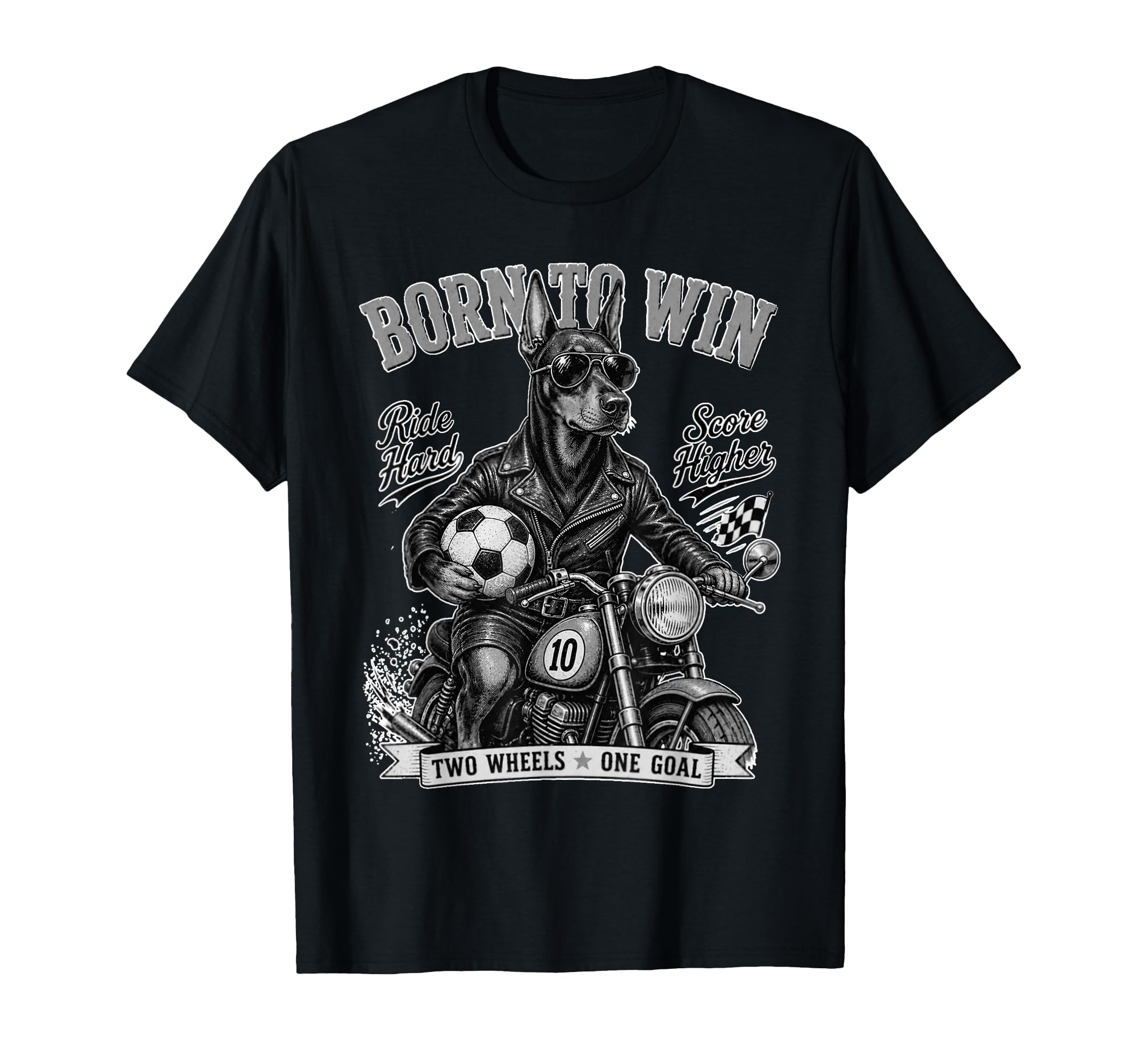 Doberman Pinscher Ride Motorbike Love T-Shirt - Trendy Graphic for Adults