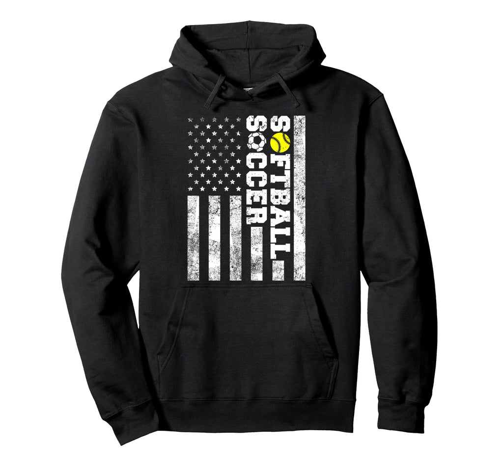 American Distressed Flag Funny Hoodie - Casual Everyday Wear for Adults